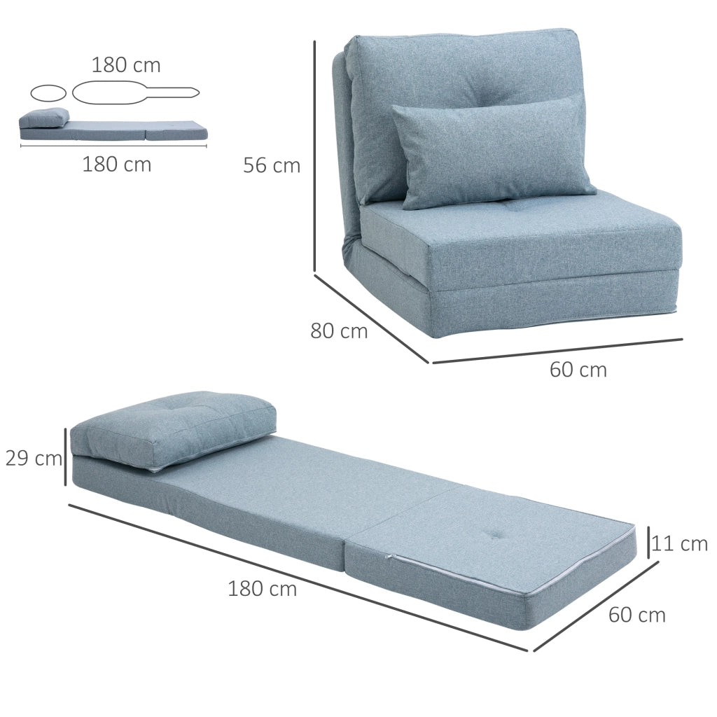 Poltrona letto imbottita con cuscino e schienale regolabile ¨C zephmum ¨C blu