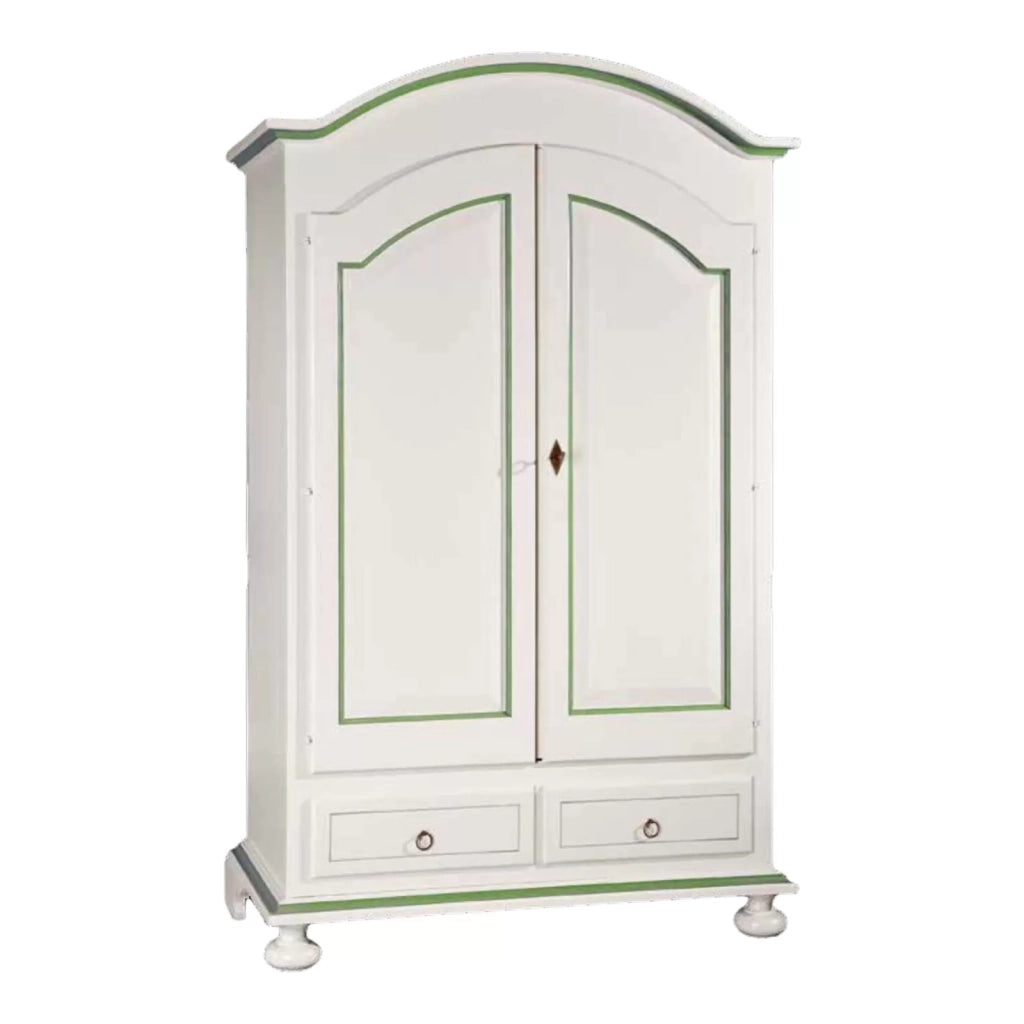 Armadio 2 ante legno shabby bianco e verde salvia 125x61x200 - Mobili 2G