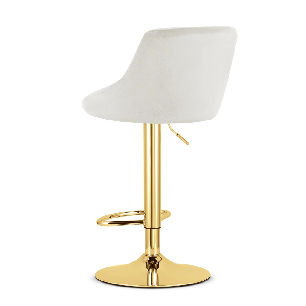 Sgabello girevole VALORA DAKA - Velluto beige con base dorata x 2