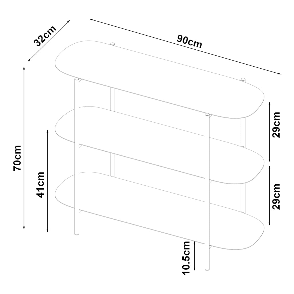 Tavolo consolle in acciaio 70 x 90 x 32 cm nero 03_0008567