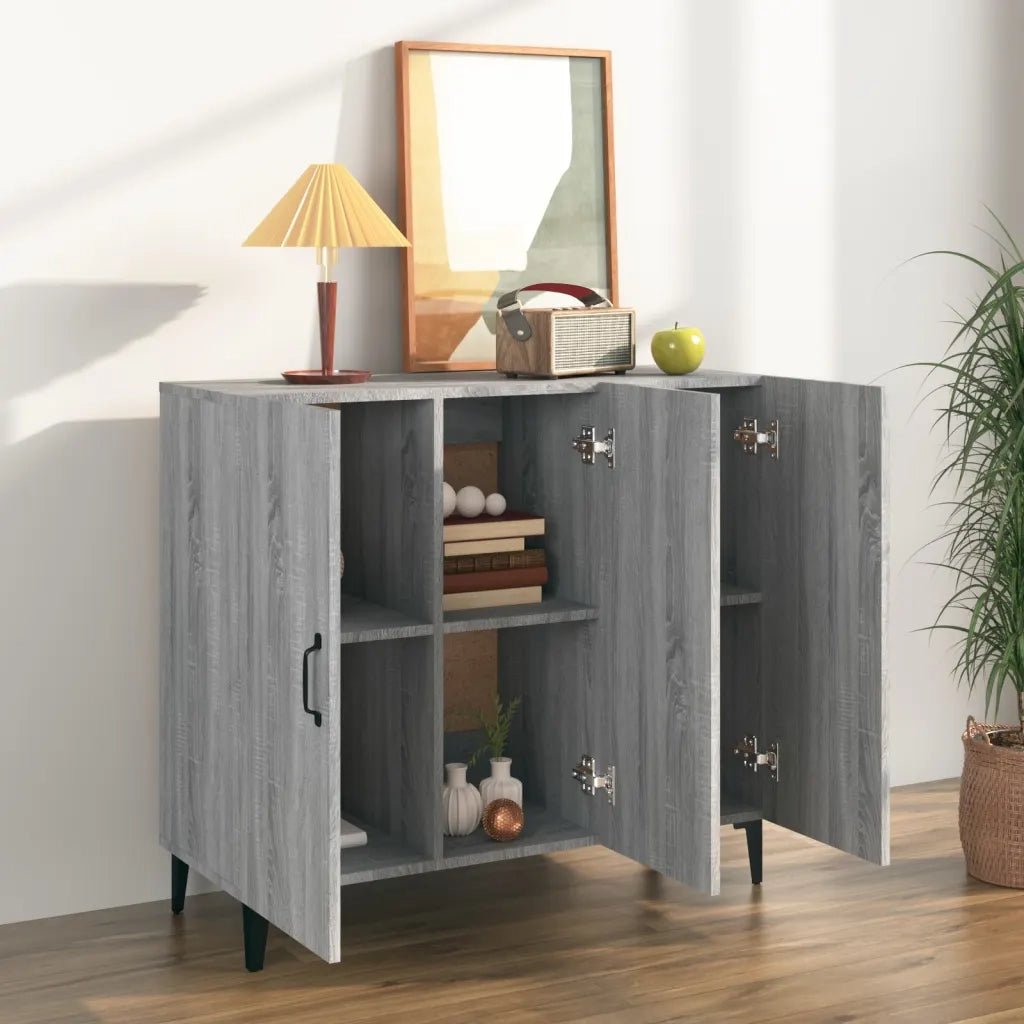 Credenza Grigio Sonoma 90x34x80 cm in Legno Multistrato 817463