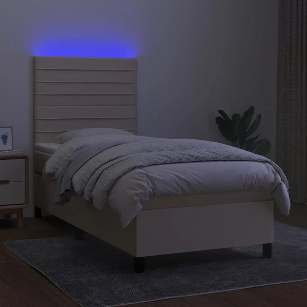 Letto a Molle con Materasso e LED Crema 80x200 cm in Tessuto cod mxl 58174