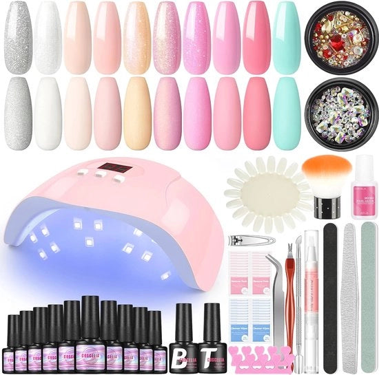 Kit di smalti UV a base semi-permanente con 10 colori per manicure con lampada.