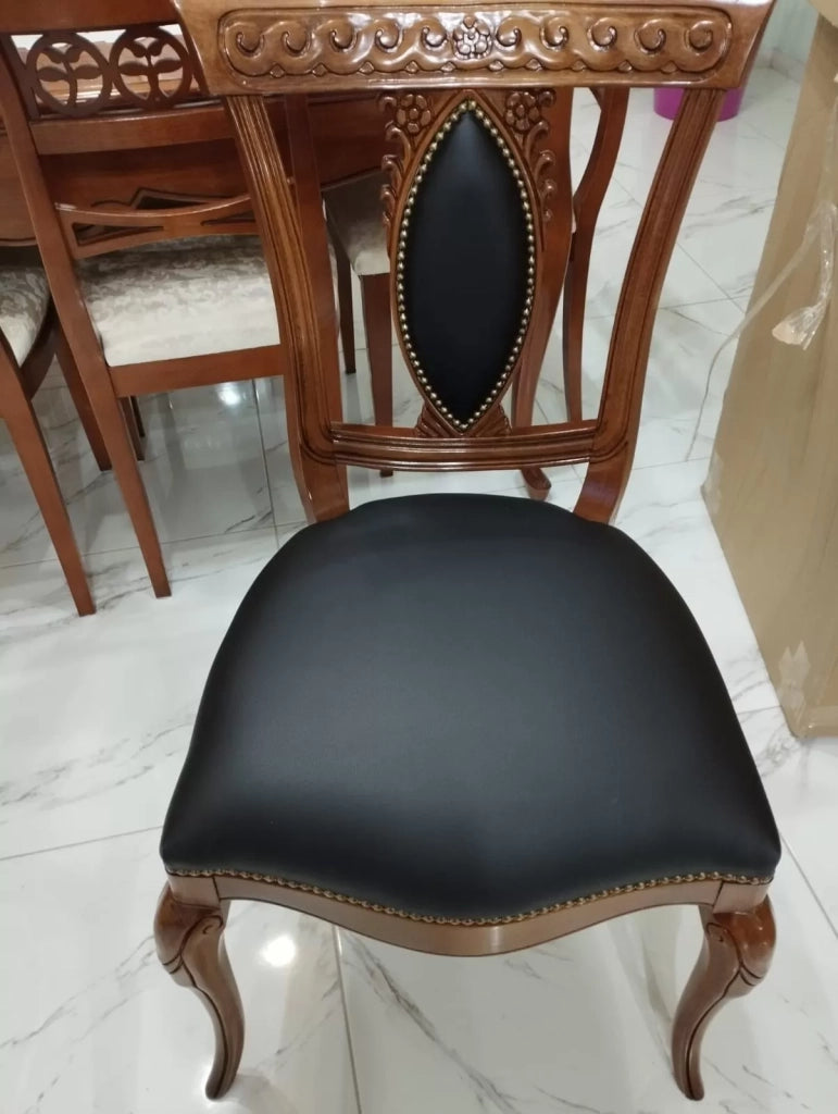 Sedia bassano in legno e pelle nera mod.\"impero\" - Mobili 2G