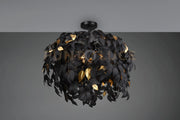 LEAVY PLAFONIERA FOGLIE LAVABILI NERO E ORO D. 70CM 3 LUCI ATTACCO E14