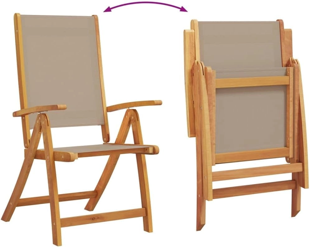 Set da pranzo da giardino 5 pezzi in legno massello di acacia e textilene, set tavolo e sedie da giardino, tavolo terrazza esterna e sedie, set terrazza, mobili da giardino esterno - 3279322