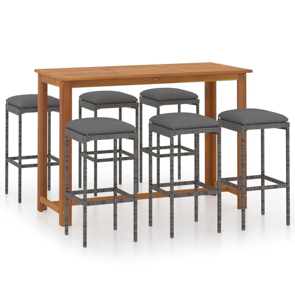 Set da Bar da Giardino 7 pz con Cuscini Grigio cod mxl 53849