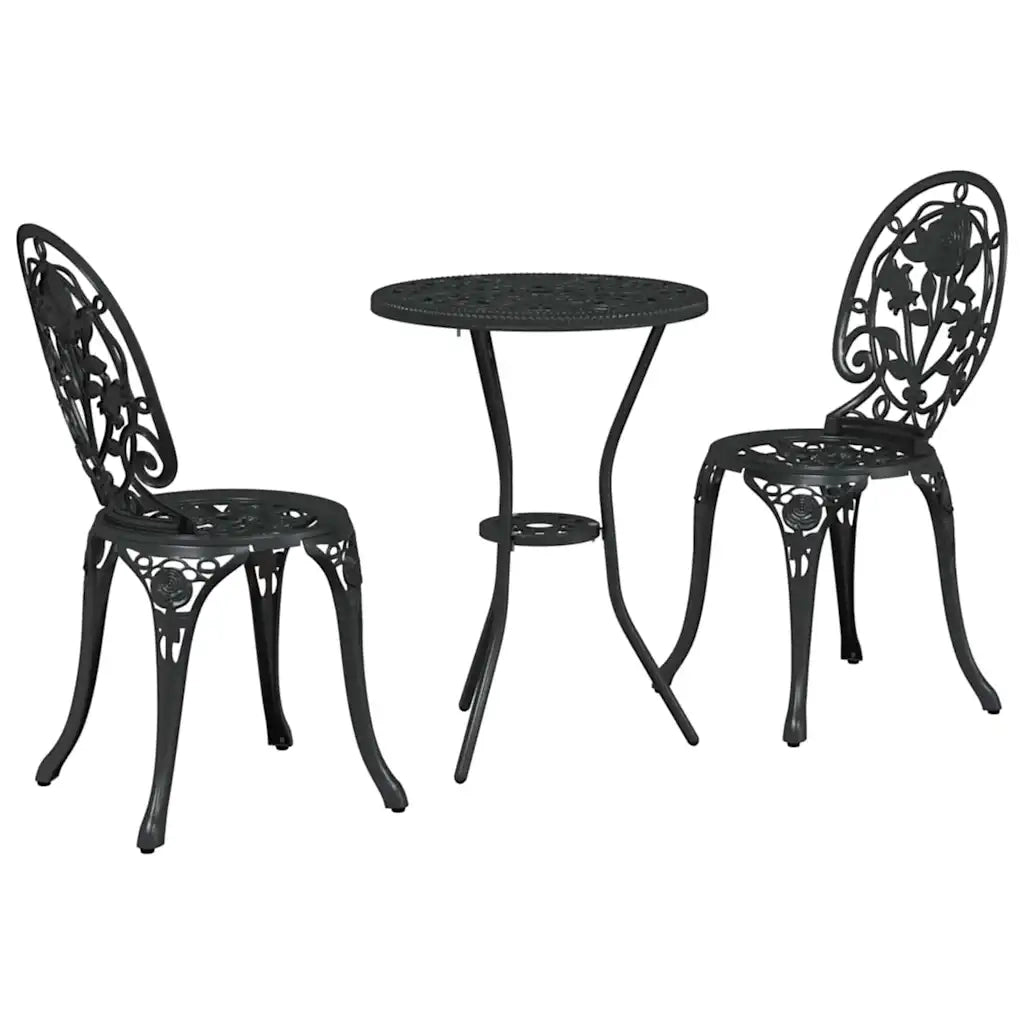 Set Bistro da Giardino 3 pz | Set Salotto da Giardino Nero Alluminio