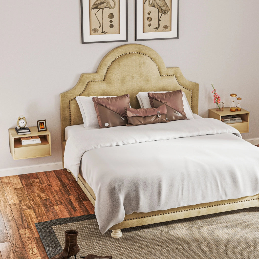 Comodino a 2 Pezzi ¨C Zephmum ¨C Legno Naturale 45x35x27.5 cm
