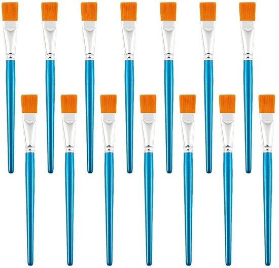 Set di pennelli 14 pezzi - set di pennelli per artisti - pennelli piatti - acrilico/olio/aquarello - setole in nylon - leggero e flessibile in acciaio - set di pennelli