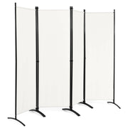 Paravento a 4 pannelli da interno in metallo-Divisorio pieghevole con piedini stabili 220x173cm Beige