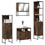 Set Mobili da Bagno 4 pz Rovere Fumo in Legno Multistratocod mxl 115316