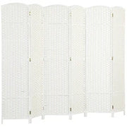 Separatore di ambienti a 6 pezzi, Schermo divisorio pieghevole, Divisore di spazio per soggiorno, camera da letto, ufficio domestico, Bianco
