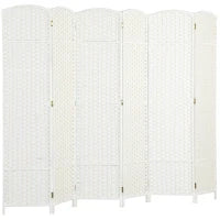 Separatore di ambienti a 6 pezzi, Schermo divisorio pieghevole, Divisore di spazio per soggiorno, camera da letto, ufficio domestico, Bianco