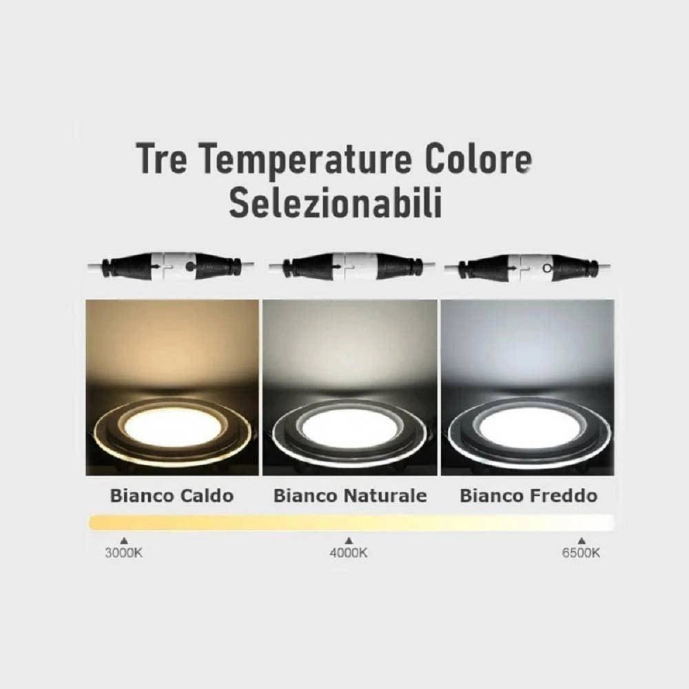 Trade Shop - Pannello Led Slim Incasso Bordo In Vetro 9w Cct Tre Colorazioni Di Luce P94e-t3c -