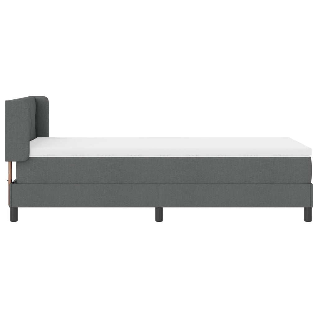 Letto a Molle  con Materasso Grigio Scuro 90x200 cm Tessuto