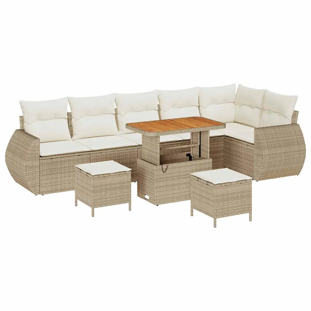Set Divano da Giardino 9 pcs Beige polyrattan 3361896
