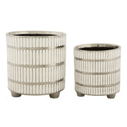 Set di 2 Vasi Decorativi VKH386, Bianco, Ceramica, 22,5x22,5x24 cm