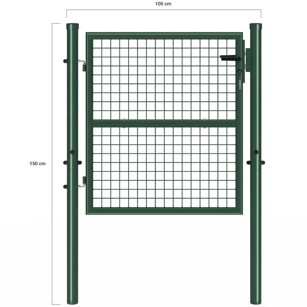 IDMarket - Cancello da giardino in acciaio 105 x 100 cm con serratura e maniglia verde