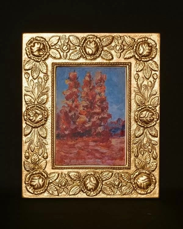 Mobili2g - portafoto in foglia oro rettangolare- misure: l.25 x h.30 x p.2