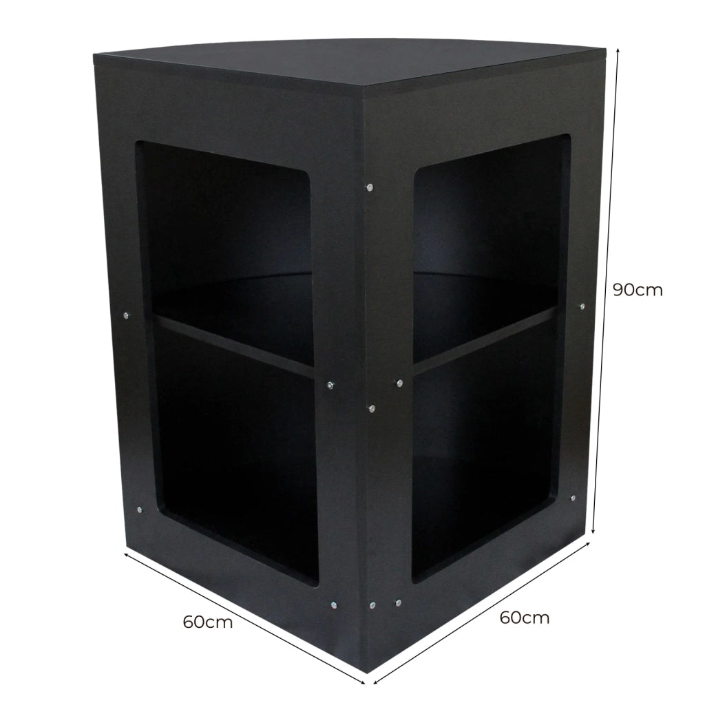 Bancone Angolare CM60 Nero – MDF con 2 Ripiani Interni