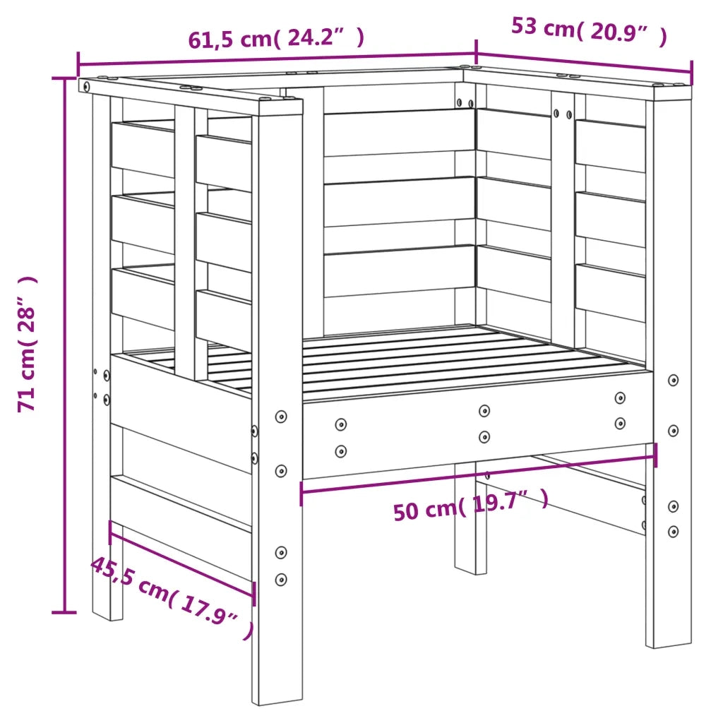 Set Salotto da Giardino 3 pz Bianco in Legno Massello di Pino 825143