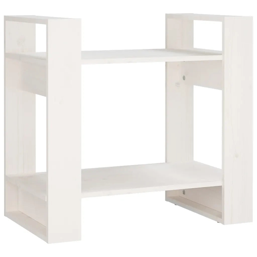Libreria Divisorio-Scaffale per Libri-Mobile di Stoccaggio Bianco 60x35x57 cm in Legno Massello di Pino