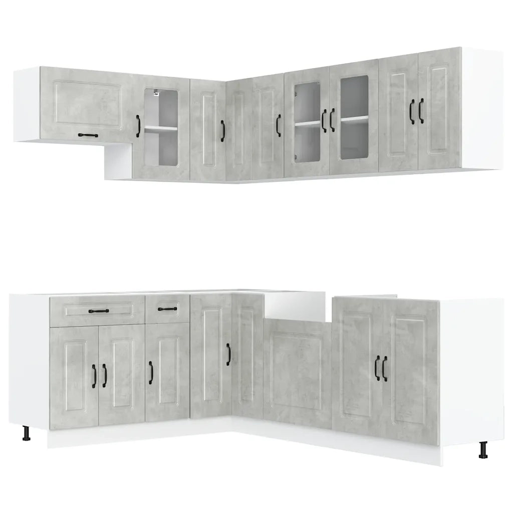 Set Mobili da Cucina 11 pz Kalmar Grigio Cemento in Truciolato 3314885