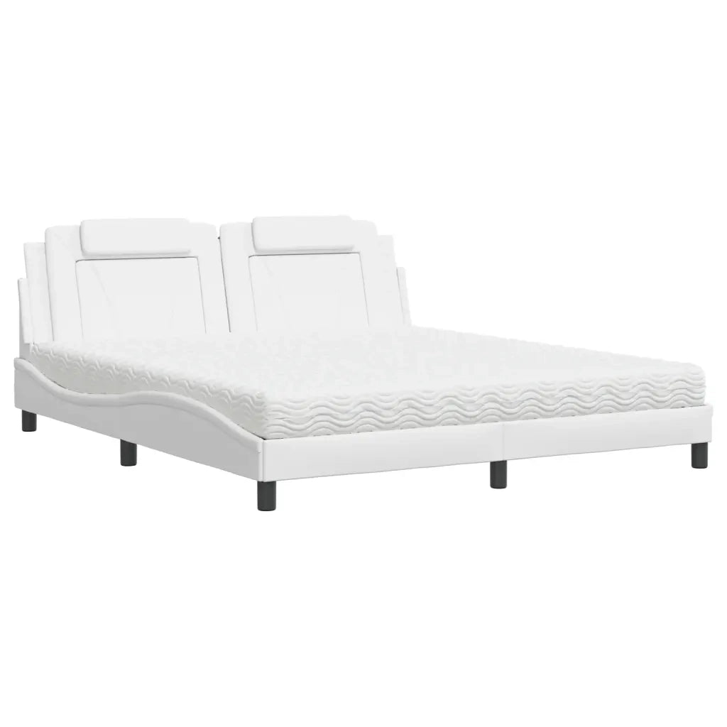 vidaXL Letto con Materasso Bianco 180x200 cm in Similpelle