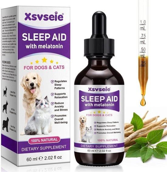Supplemento per cani a base di melatonina 60ml - Melatonina liquida - Aiuta a ridurre l'ansia - Supplemento per cani - Riduce l'ansia - Aiuta contro rumore e fuochi d'artificio - Supplemento per cani