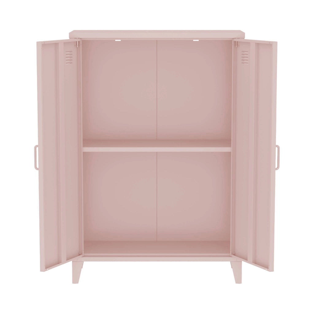 Set di 2 armadietti in metallo, 2 ante, rosa