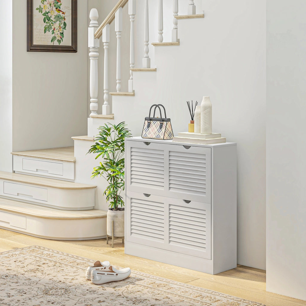Scarpiera con cassetti e ripiani ¨C zephmum ¨C bianco 81.5x25x83cm