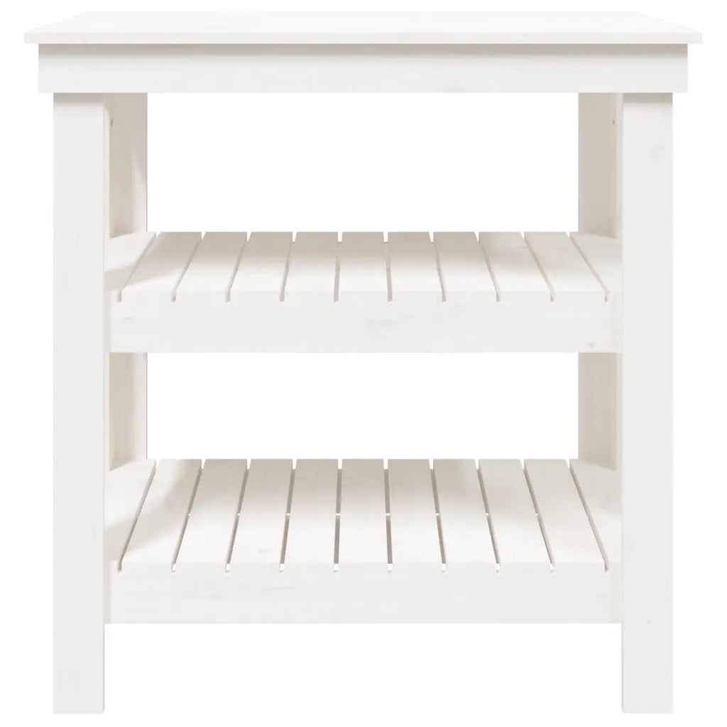Banco da Lavoro Bianco 78,5x50x80 cm in Legno Massello di Pino 823640