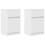 Set di 2 Comodini | Armadio da Notte | Mobiletto da notte Bianchi 39x35x65 cm in Legno Multistrato