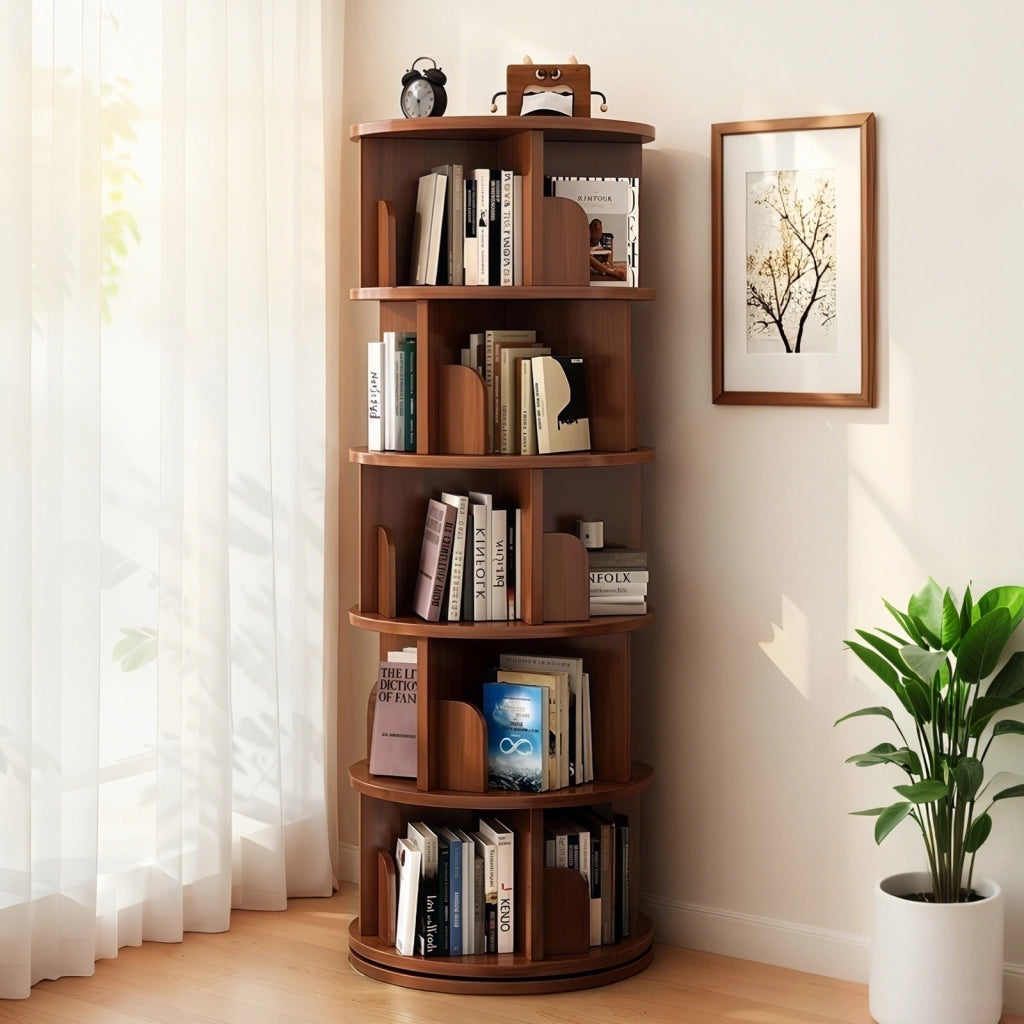LIBRERIA girevole 360° 59 x 56 x 26 cm MDF noce