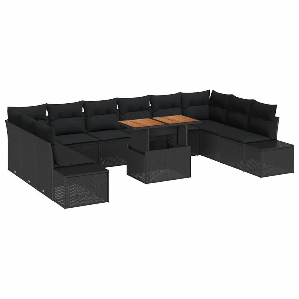 Set Divano da Giardino 11 pcs Nero Poly Rattan 3358753