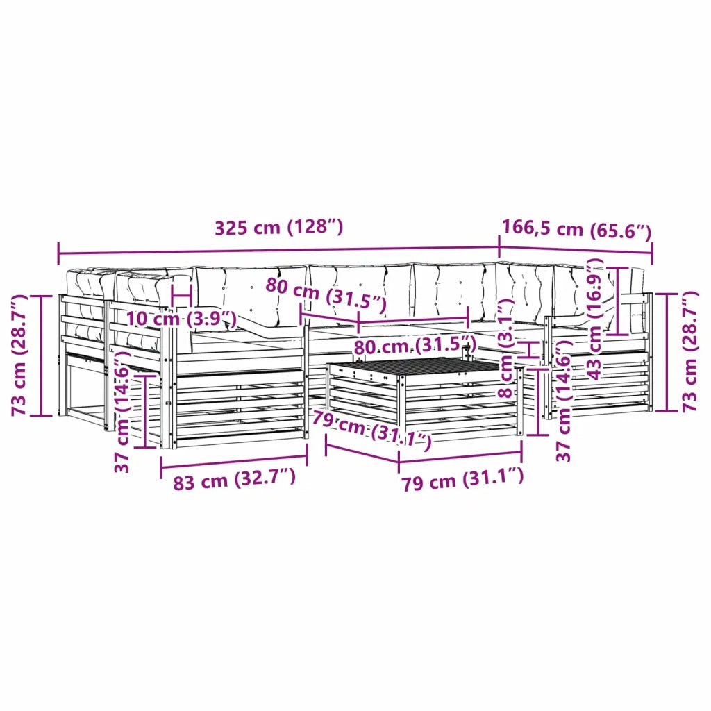 Set di divani da esterno 7 pcs Grigio Naturale e Chiaro 3373116