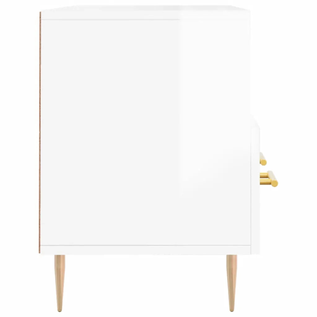 Mobile Porta TV Bianco Lucido 102x36x50 cm in Legno Multistrato 829022