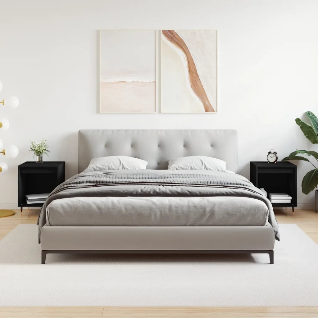 Comodini 2pz-Set di 2 Tavolino da notte Neri 40x35x50 cm in Legno Multistrato 966356