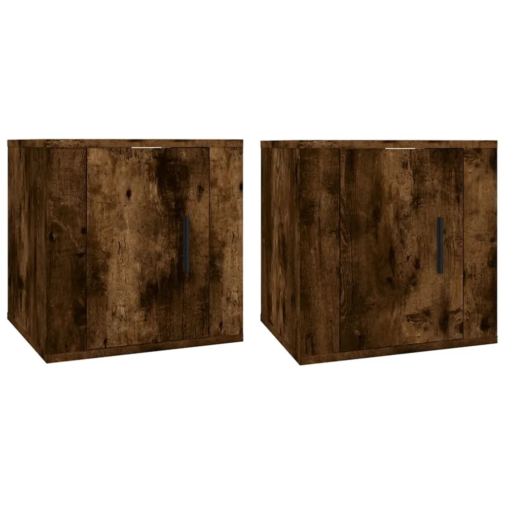 Mobili Porta TV a Parete 2 pz | Armadietto TV | Mobile Porta TV Rovere Fumo 40x34,5x40 cm