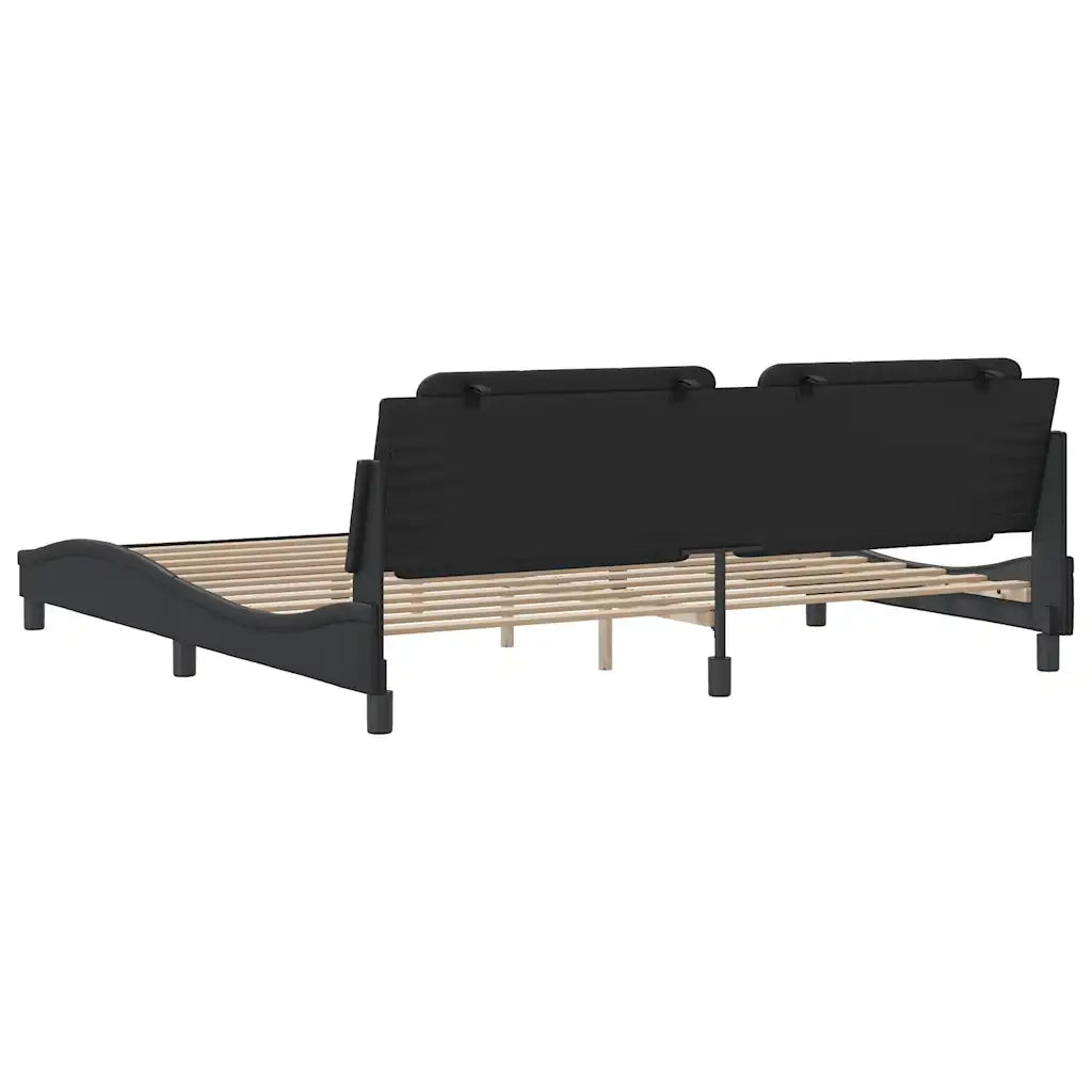 Letto matrimoniale | Letto per adulti | Giroletto senza Materasso Zadar Nero 200x200 cm in Similpelle
