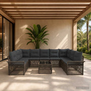 Set Divano da Giardino 10 pz Grigio polyrattan 3434936