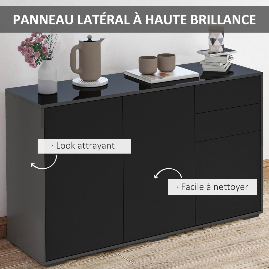 Cassettiera con 2 cassetti e 3 porte ¨C Zephmum ¨C Nero 117x36x74 cm