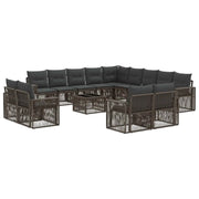 Set Divano da Giardino 14 pcs Grigio e Grigio Scuro polyrattan
