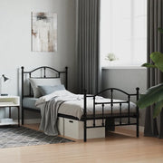 Giroletto con Testiera e Pediera Metallo Nero 90x200 cm 353450