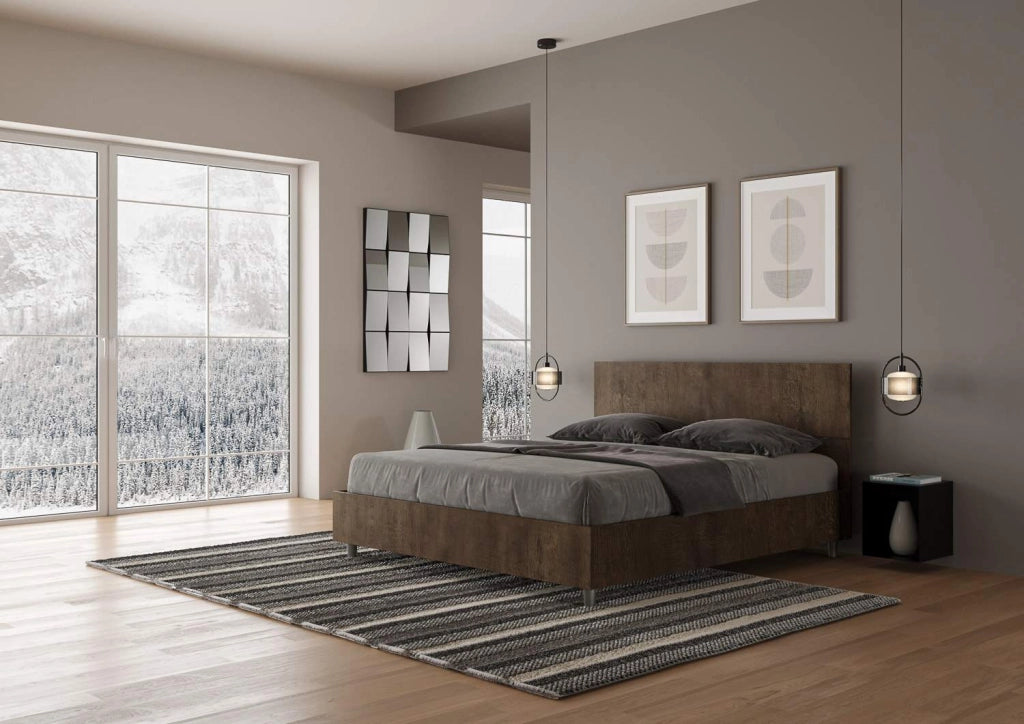 Letto matrimoniale senza rete 160x190 testata dritta noce Demas