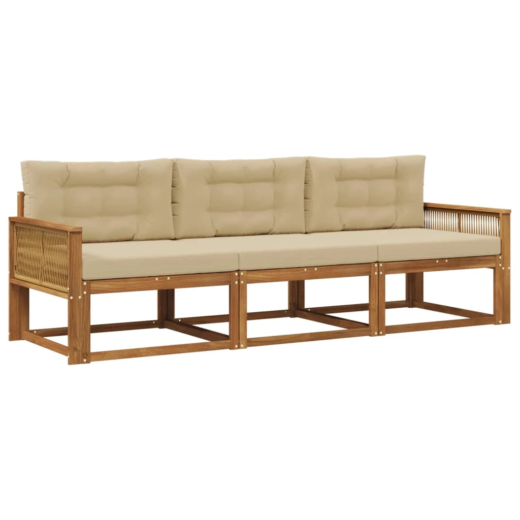 Set di divani da esterno 3 pz Naturale e Beige 3382311