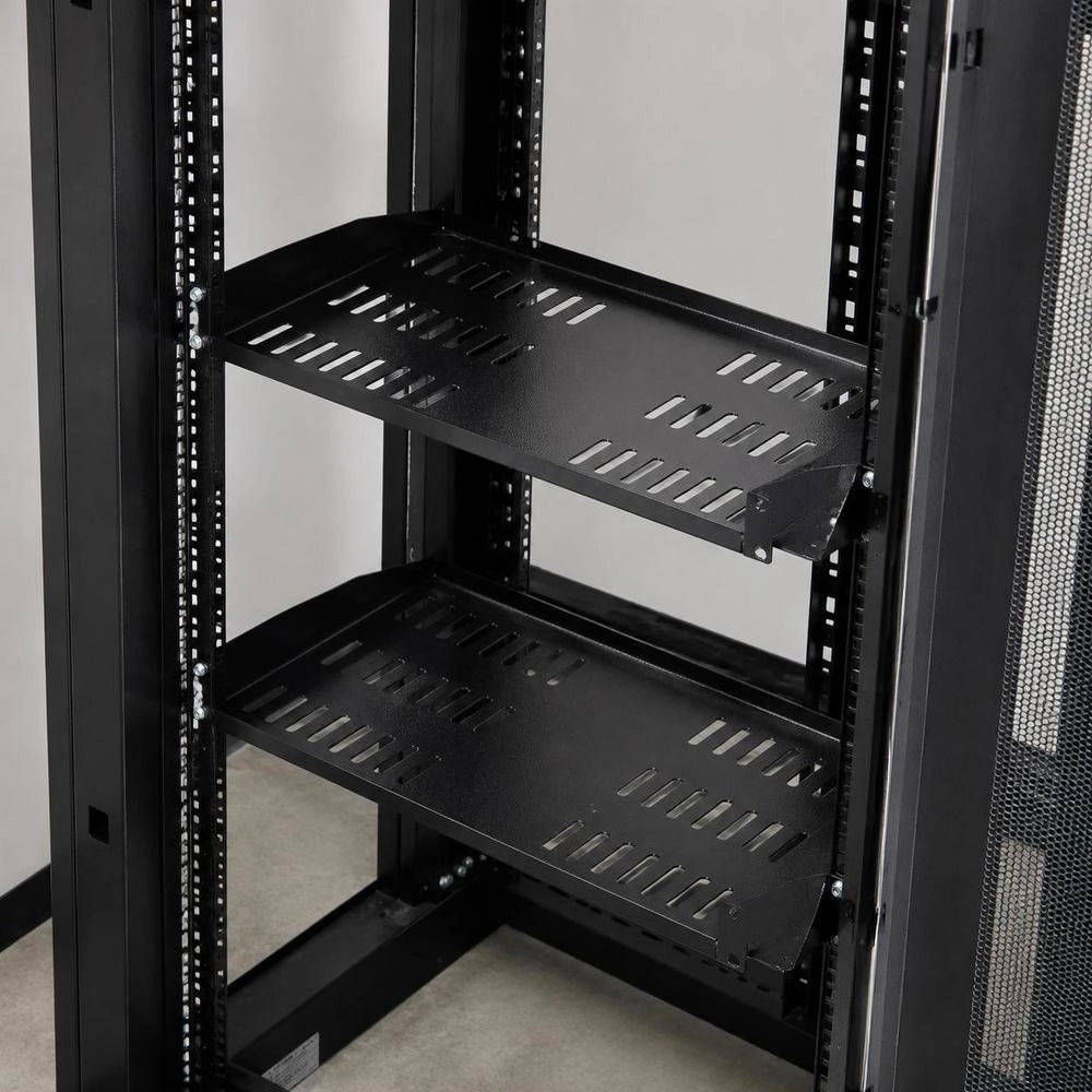 2 Pcs. 1U Server Rack Shelf, 10"/254 Mm Deep, 50 Lbs Maximum Load Capacity, Ventilated Freestanding Or Wall-mounted Rack Shelf With Storage, Good Air Circulation For 19" Network Cabinet Or Equipment Rack