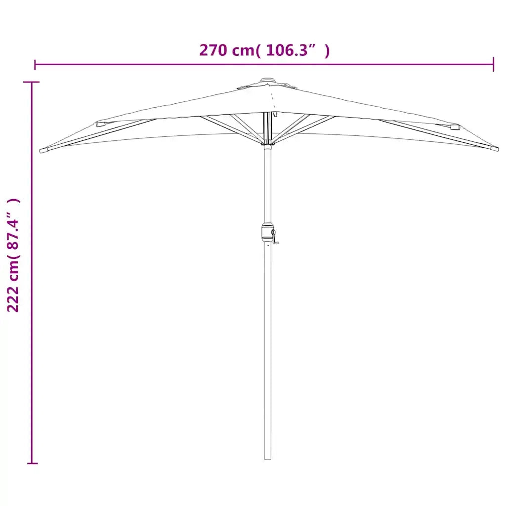 Ombrellone Balcone-Ombrello da giardino Palo in Alluminio Nero 270x144x222cm a Met¨¤