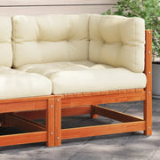 Divano Angolare Giardino Cuscini-Sofa da Giardino-Divanetto da esterno Marrone Cera Massello di Pino 997045